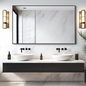 Slim Black Aluminum Frame Rectangular Mirror