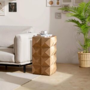 Wooden Retro Nightstand Embossed Design