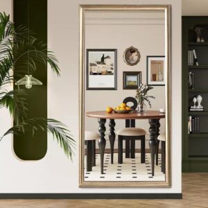Copper Artificial Wood Frame Floor Mirror