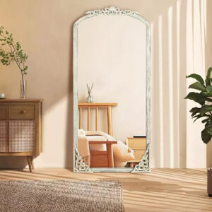 Solid Wood Carved Flower Straight-Angle Mirror