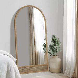 Brown Solid Wood Full-Length Mirror