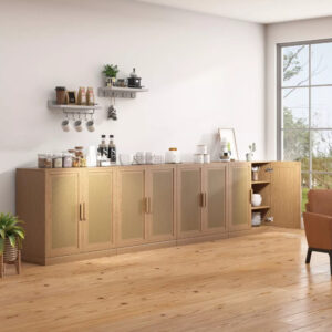 Wood Grain Buffet Cabinet Storage Organizer