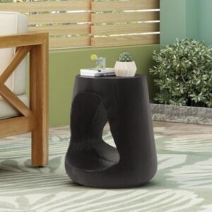 Hollow Black Wooden Side Table