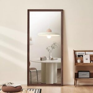 Brown Wood Frame Full-Body Floor Mirror