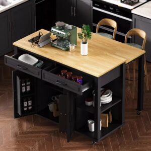 Extendable Black Kitchen Island Table