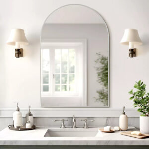 Silver Arch-Shaped Frame Wall Mirror