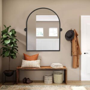 Black Iron Arched Frame Wall Mirror
