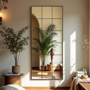 Black Rectangle Metal Frame Mirror