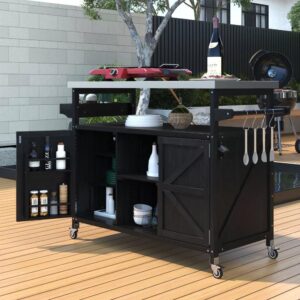 Black Outdoor Kitchen Island Table